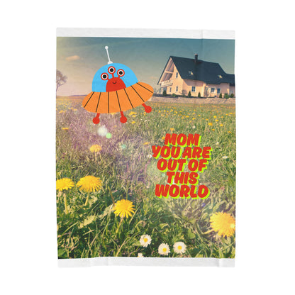 Out of This World Mom Velveteen Plush Blanket - Cozy Gift for Mother's Day & Birthdays