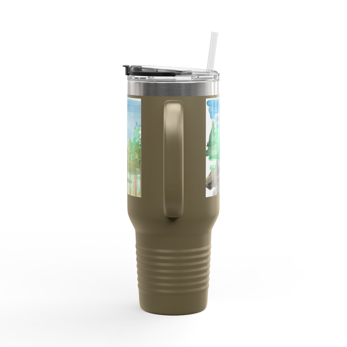 Dad Time 40oz Insulated Travel Mug – Scenic Nature Tumbler with Handle