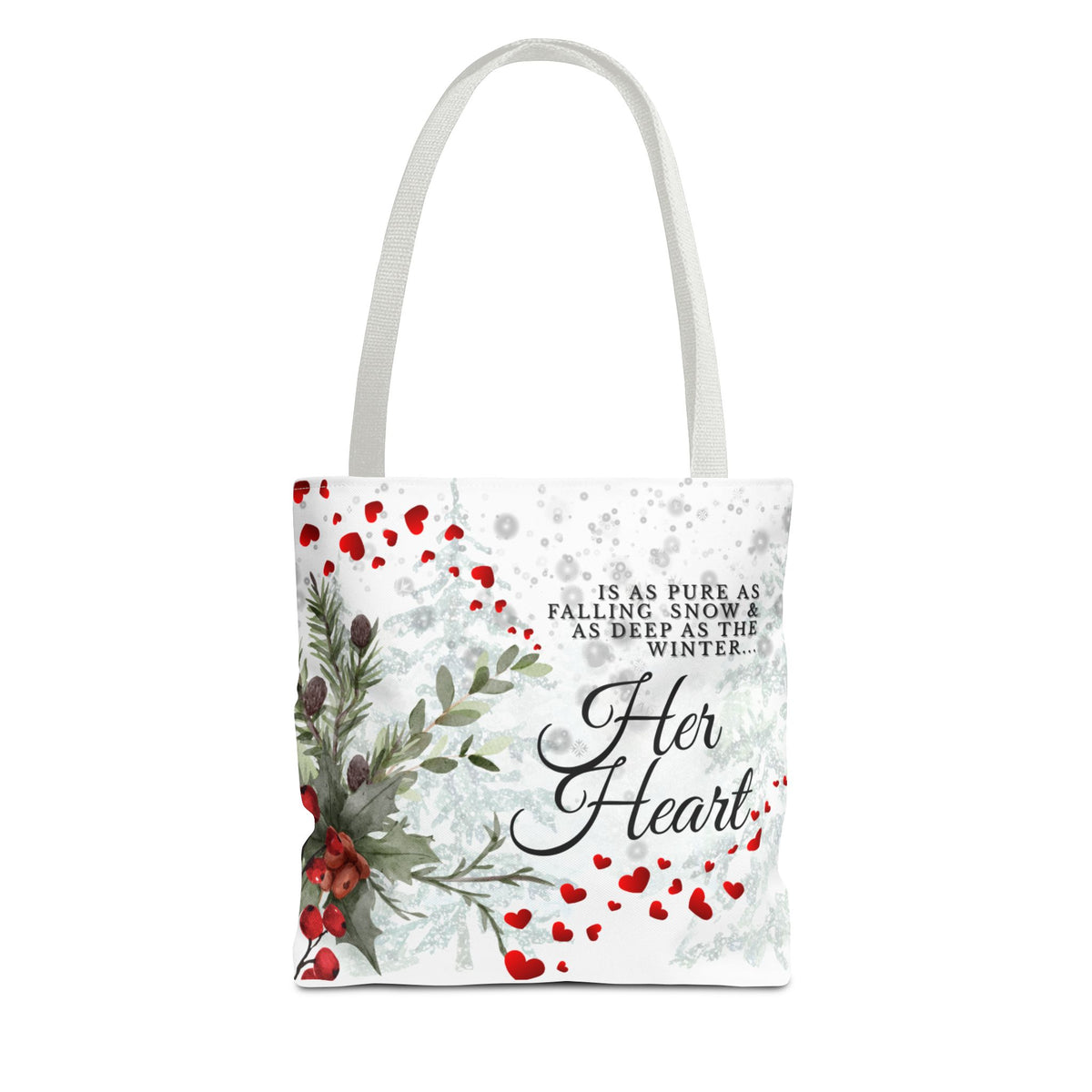 Her Heart Winter Floral Tote Bag – Romantic Valentine’s Day Canvas Tote