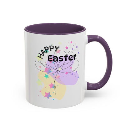 Happy Easter Floral Accent Coffee Mug - Celebrate Spring with Colorful Design