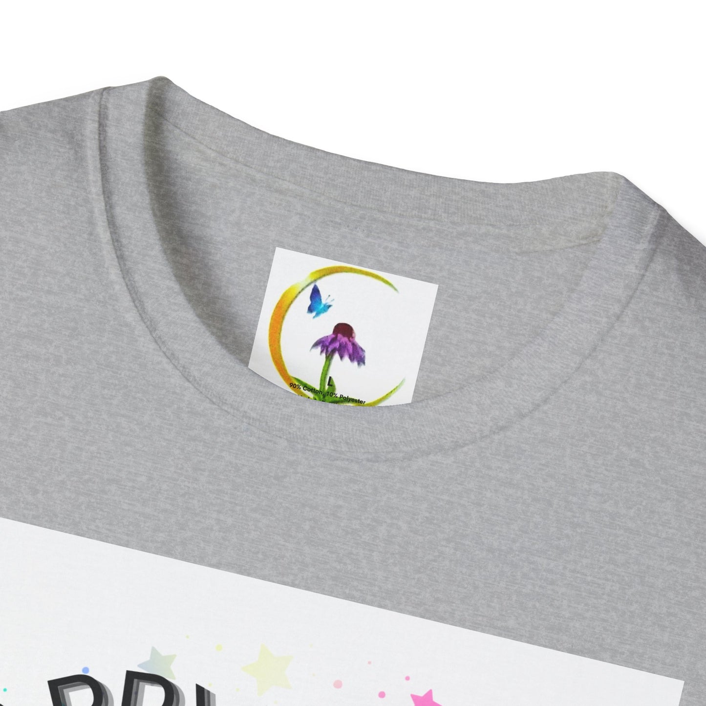 Happy Easter Unisex Softstyle T-Shirt with Floral Back Design