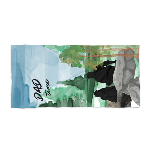 Dad Time Beach Towel — Father and Child Scenic Outdoor Design