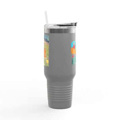Mom Hero 40oz Insulated Travel Mug - Bright & Cheerful Design