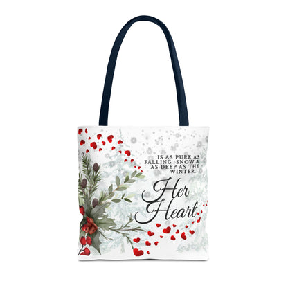 Her Heart Winter Floral Tote Bag – Romantic Valentine’s Day Canvas Tote