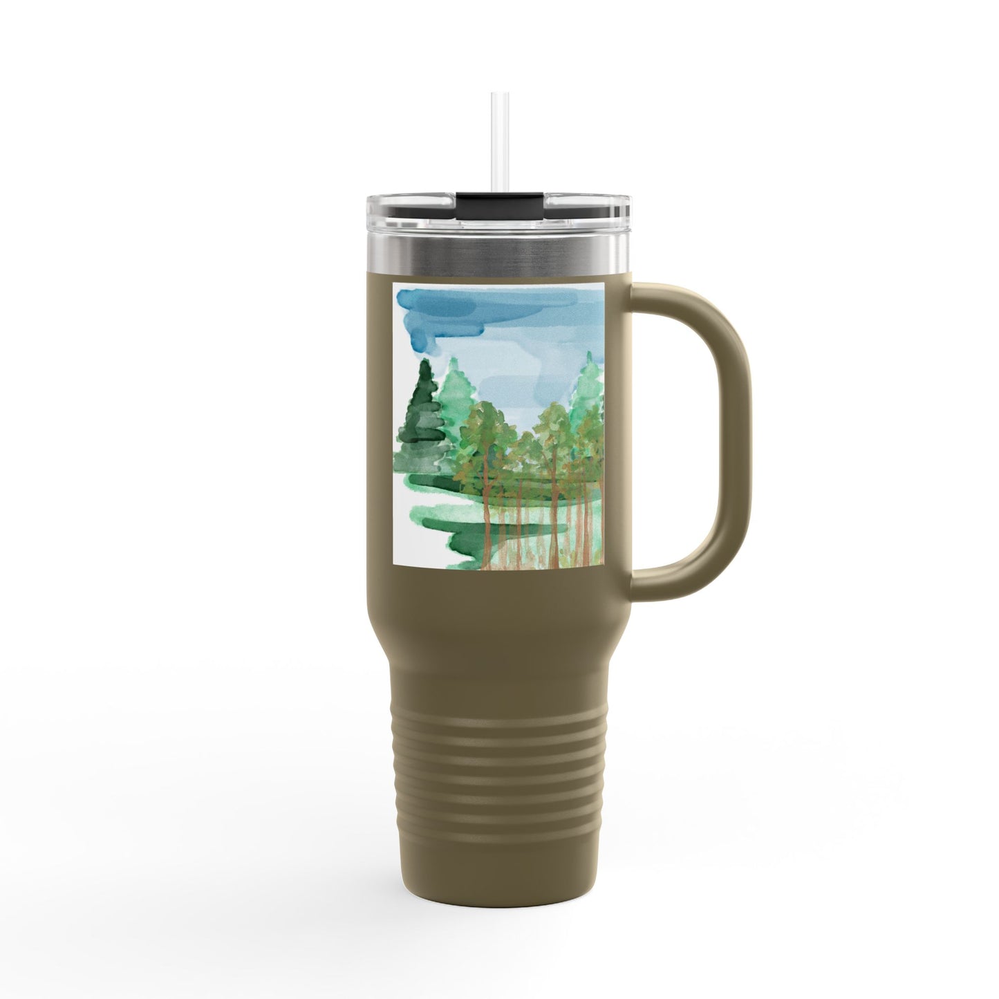 Dad Time 40oz Insulated Travel Mug – Scenic Nature Tumbler with Handle