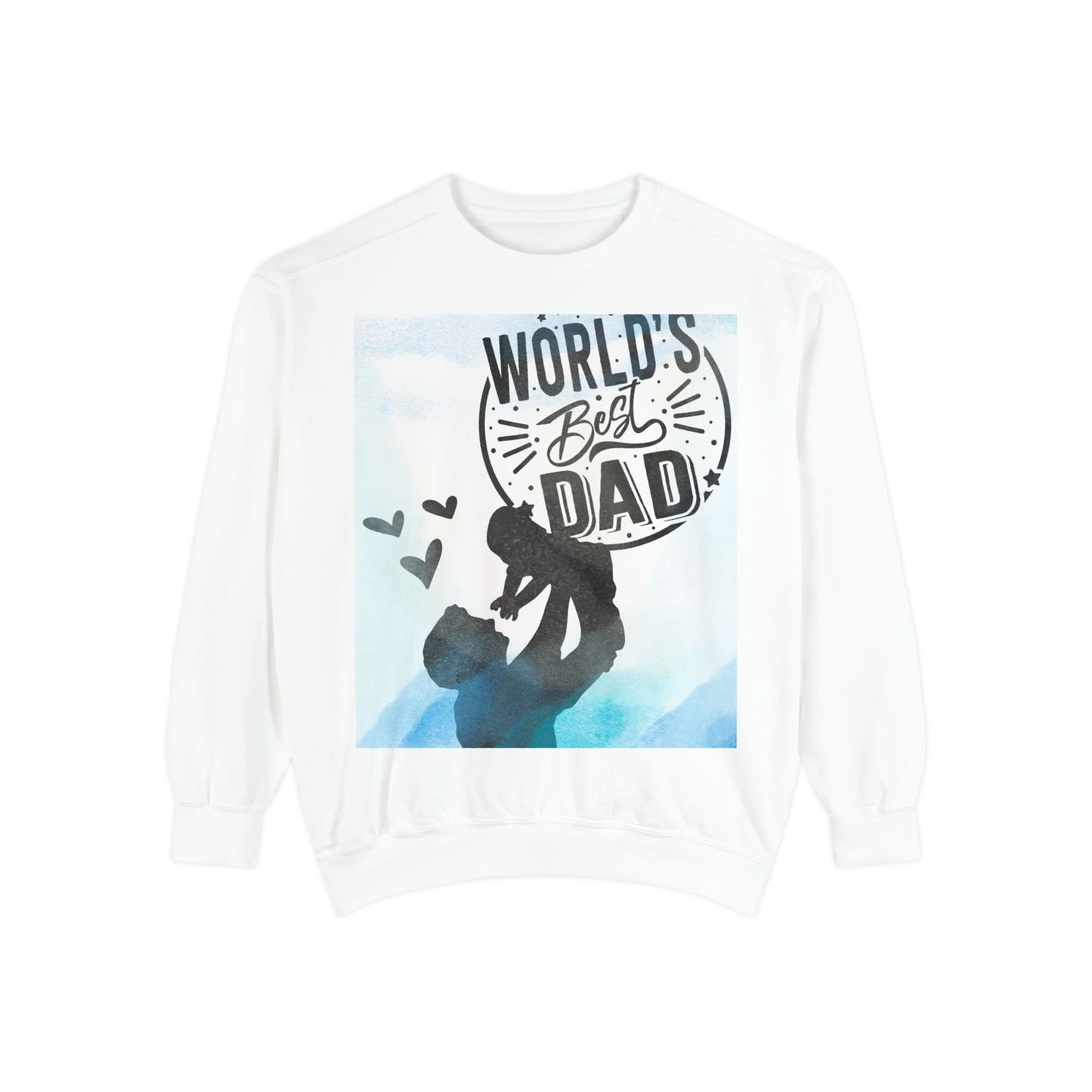 World's Best Dad Sweatshirt — Silhouette Father & Child Watercolor Design
