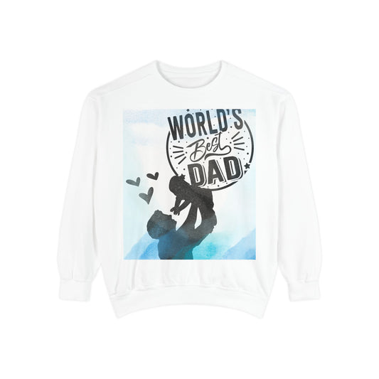 World's Best Dad Sweatshirt — Silhouette Father & Child Watercolor Design