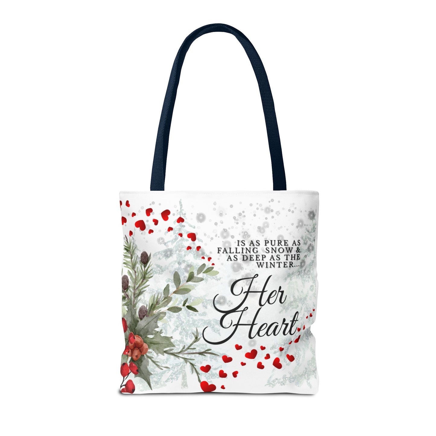 Her Heart Winter Floral Tote Bag — Romantic Holiday Gift