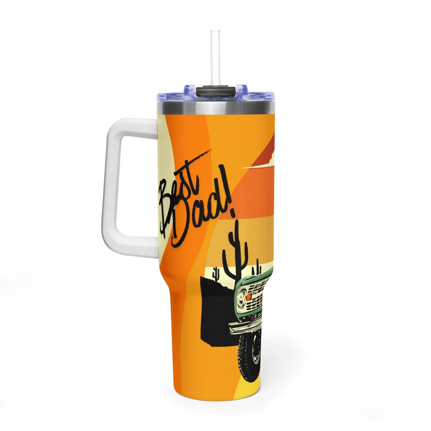 Retro Sunset Truck "Best Dad!" Travel Mug 40 oz.
