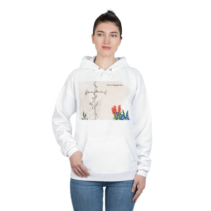 Love Happens Eco-Friendly Hoodie - Floral Design for Nature Lovers