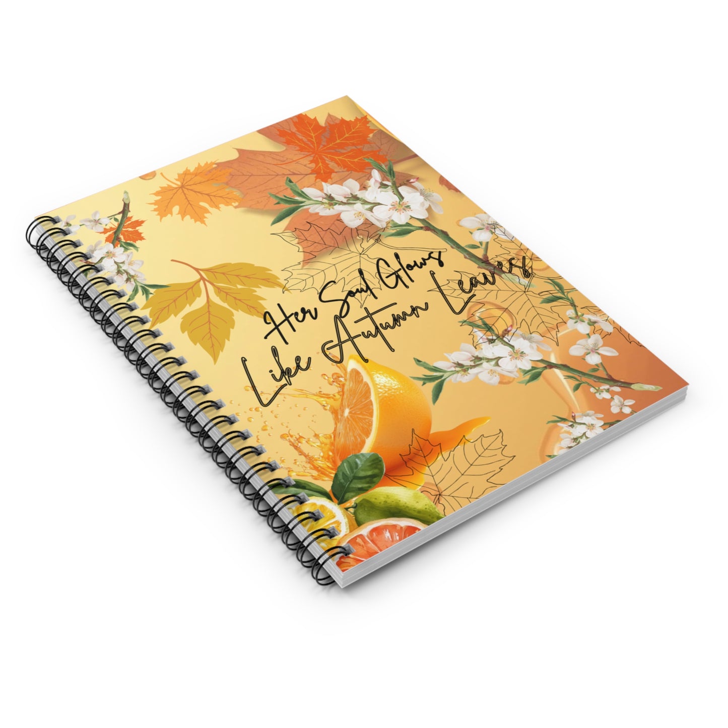 Whispering Maple Spiral Notebook - Her Soul Glows Like Autumn Leaves, Fall Journal, Nature Lover Gift, Student Planner, Cute Office Supply