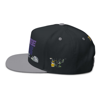 Flat Bill Cap - "Bee Amazing" Embroidered Floral Snapback