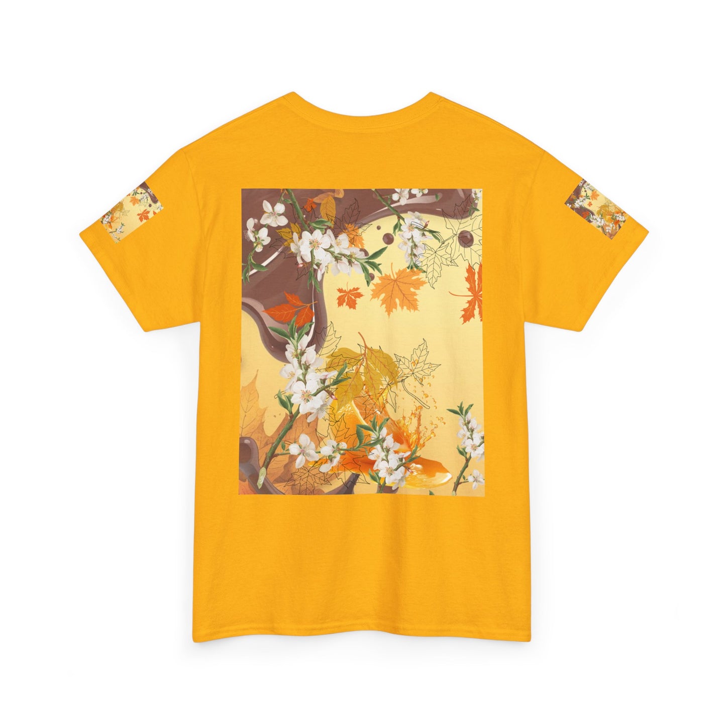 Autumn Citrus Floral Tee — "How God Grows Like Autumn Leaves" Graphic T-Shirt