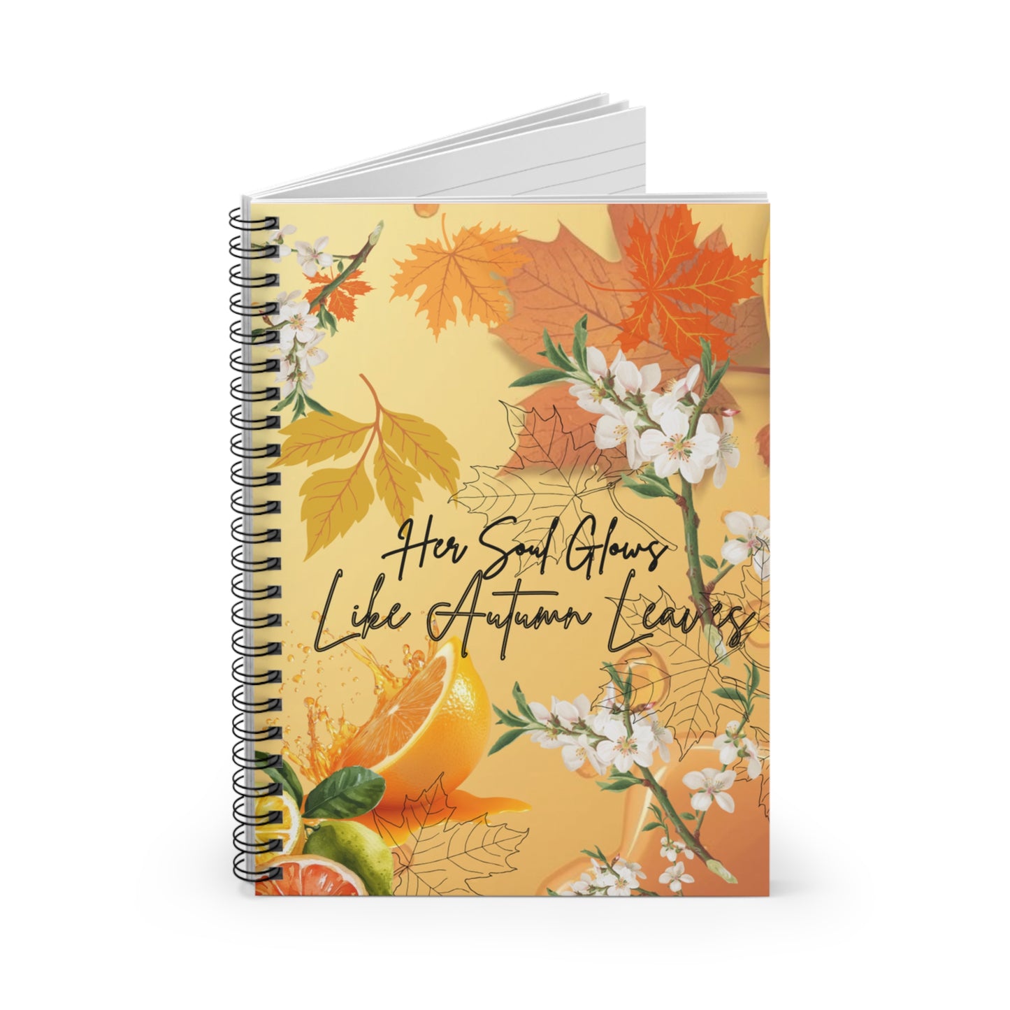 Whispering Maple Spiral Notebook - Her Soul Glows Like Autumn Leaves, Fall Journal, Nature Lover Gift, Student Planner, Cute Office Supply