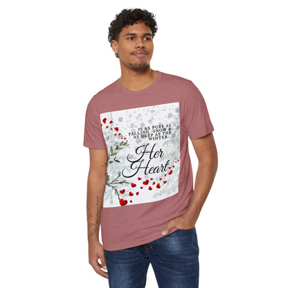 Her Heart Winter T-Shirt — Romantic Holiday Snow & Red Berries Design