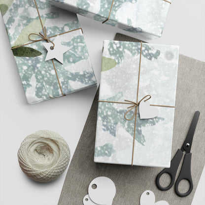 Winter Pine & Hearts Gift Wrapping Paper Sheet