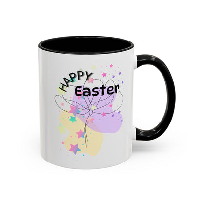 Happy Easter Floral Accent Coffee Mug - Celebrate Spring with Colorful Design