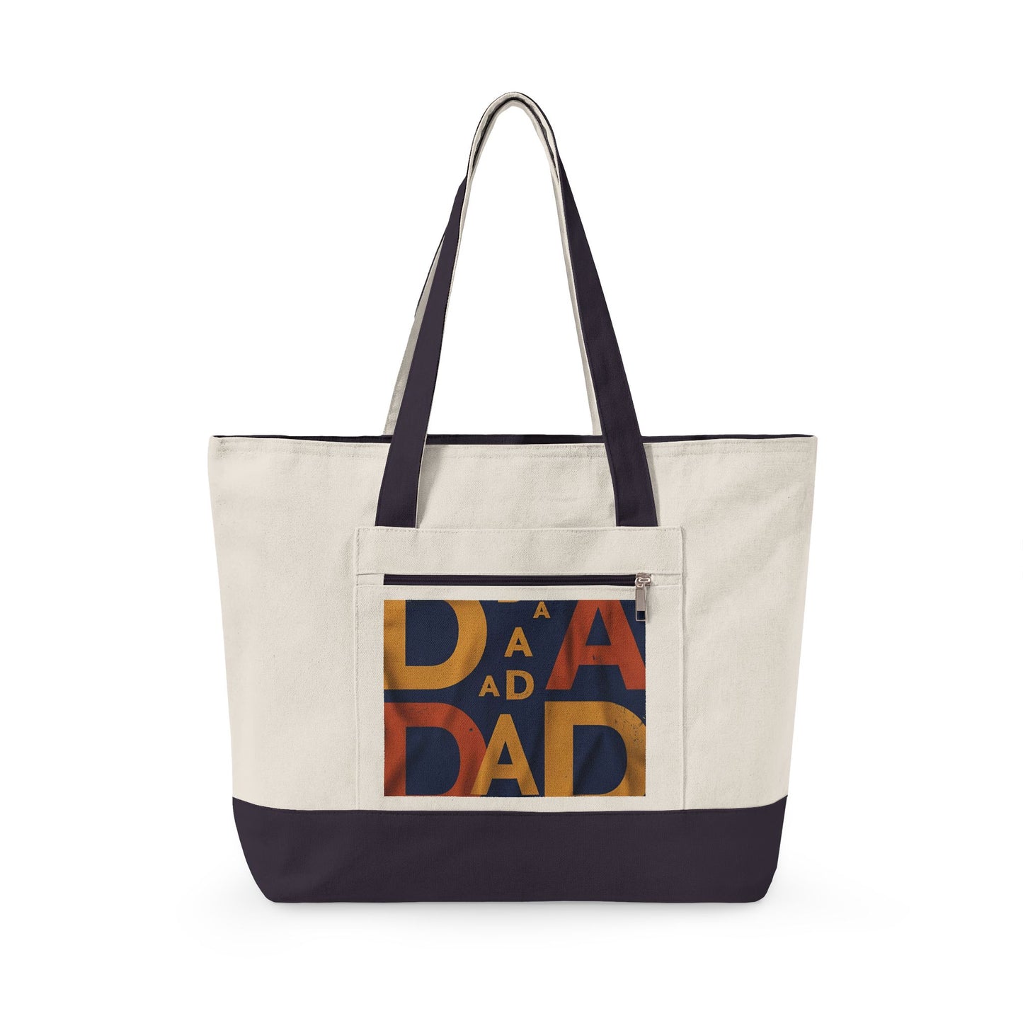 Retro Dad Canvas Tote — Zippered Large Canvas Tote