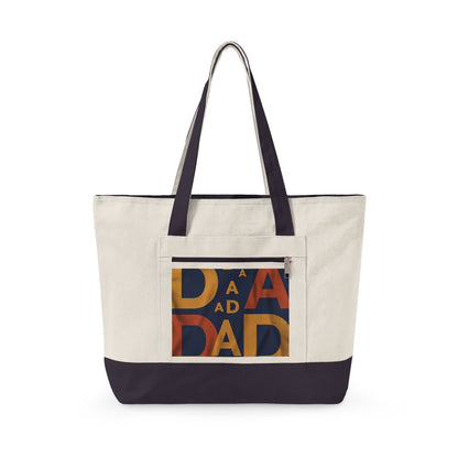 Retro Dad Canvas Tote — Zippered Large Canvas Tote