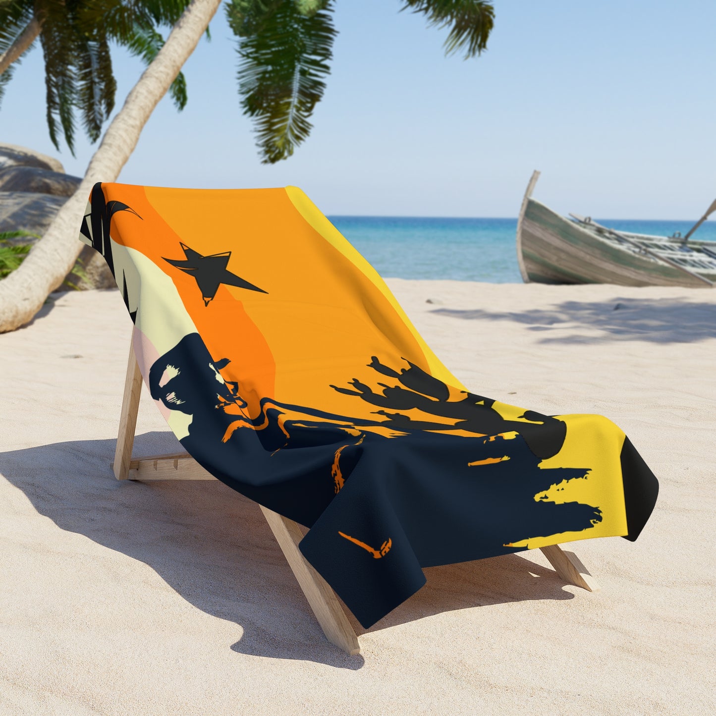 Retro Surf Beach Towel — Dad Cactus Sunset Silhouette