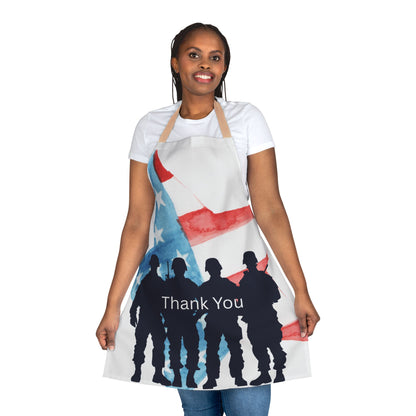 Patriotic 4th of July Apron with Thank You Design, 5-Color Straps, Perfect Gift for Veterans, Memorial Day, Independence Day, Cooking & BBQ