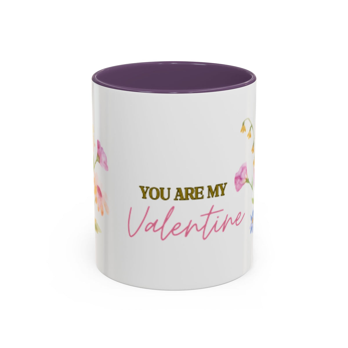 Valentine Floral Coffee Mug — "You Are My Valentine" Accent Mug
