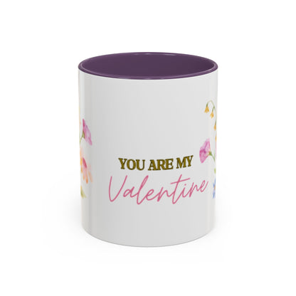 Valentine Floral Coffee Mug — "You Are My Valentine" Accent Mug