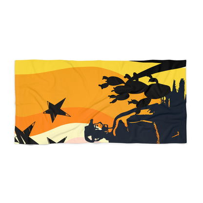 Retro Surf Beach Towel — Dad Cactus Sunset Silhouette