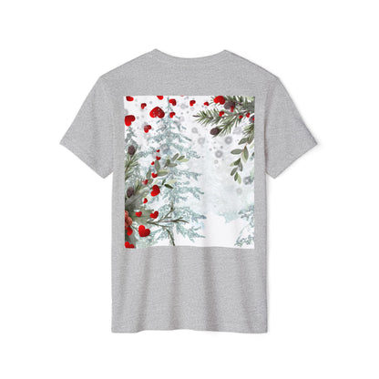 Her Heart Winter Floral T-Shirt — Romantic Snow & Red Berries Design