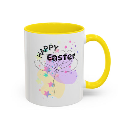 Happy Easter Floral Accent Coffee Mug - Celebrate Spring with Colorful Design