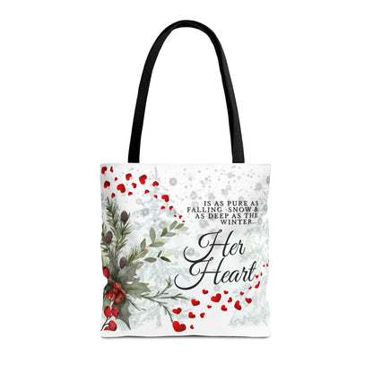 Her Heart Winter Floral Tote Bag – Romantic Valentine’s Day Canvas Tote