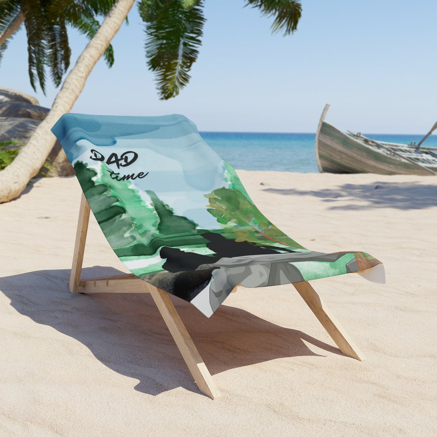 Dad Time Beach Towel — Father and Child Scenic Outdoor Design