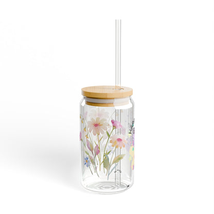Happy Easter Floral Sipper Glass - 16oz Reusable Drinkware