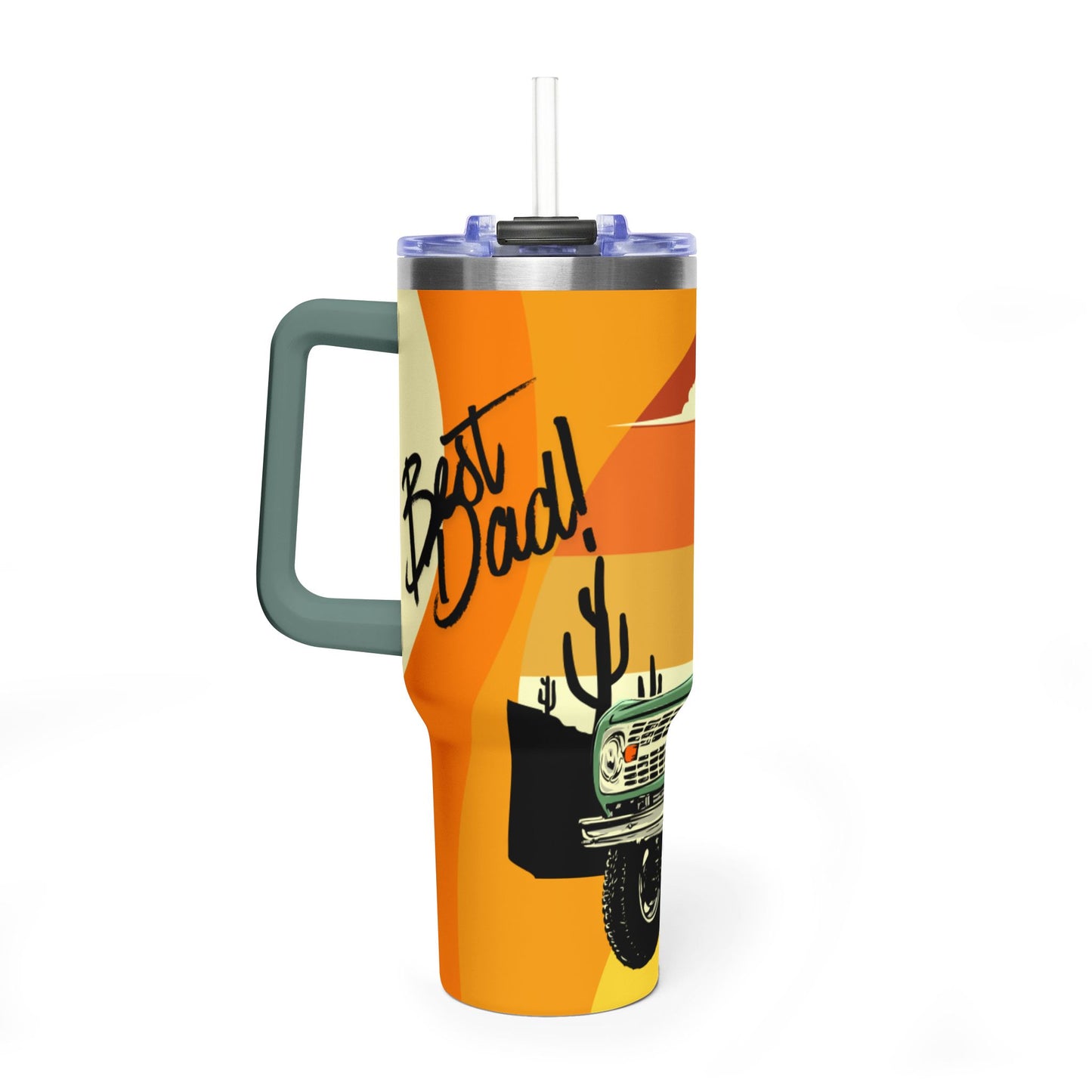 Retro Sunset Truck "Best Dad!" Travel Mug 40 oz.