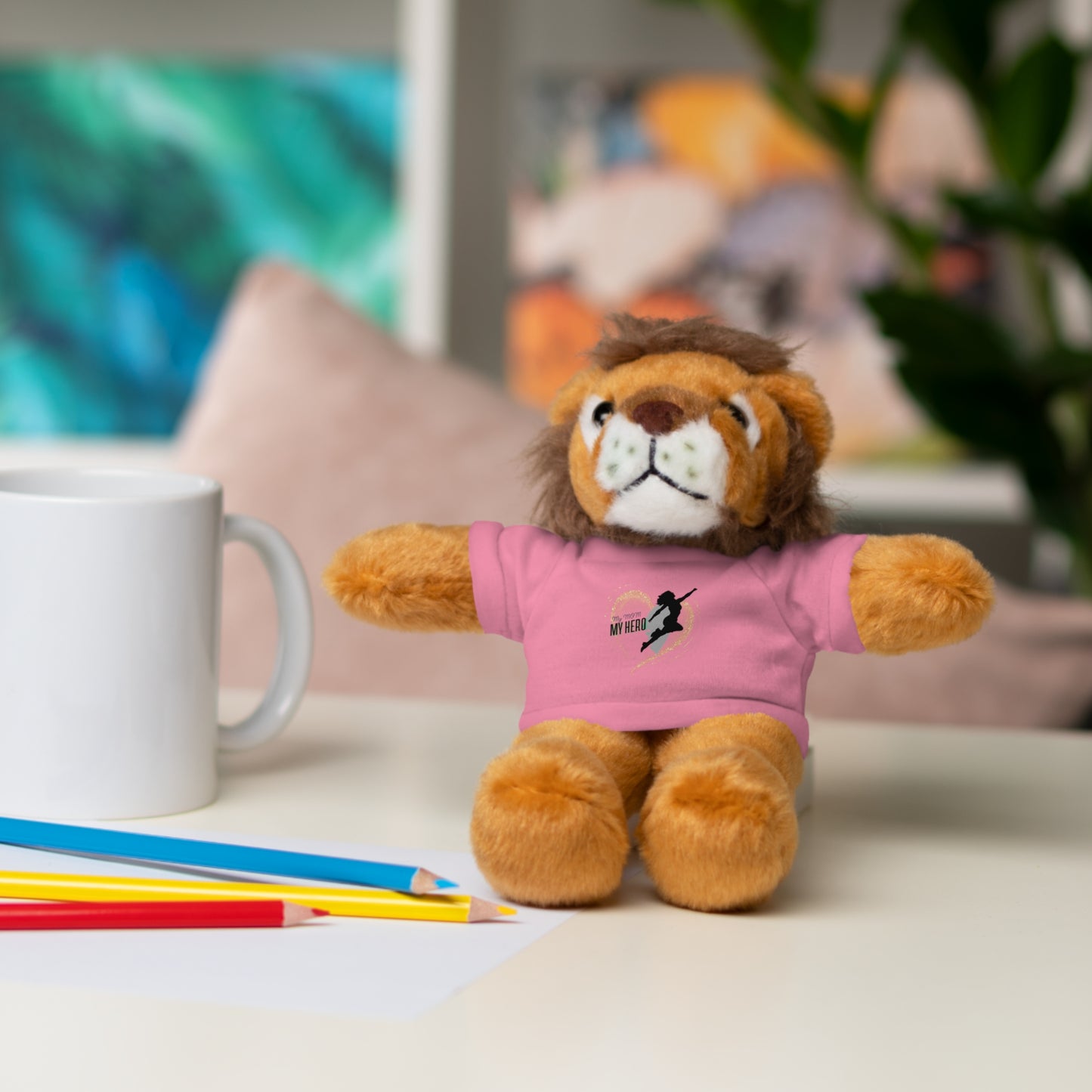Hero MOM Stuffed Animal with T-Shirt – Customizable Gift for Kids & Collectors