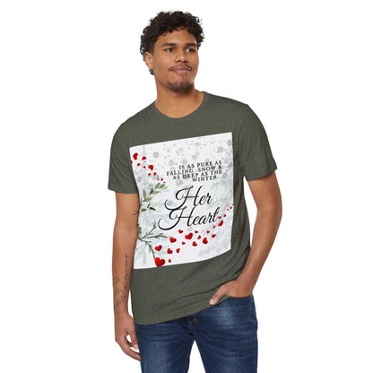 Her Heart Winter T-Shirt — Romantic Holiday Snow & Red Berries Design