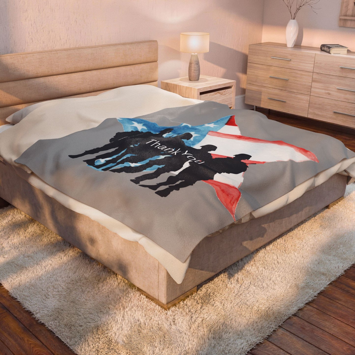Patriotic Velveteen Plush Blanket – Soft Military Appreciation Throw
