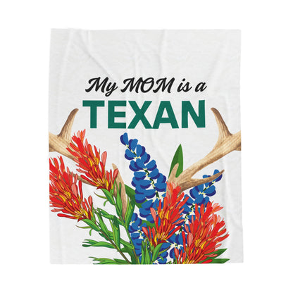 Texas MOM Velveteen Plush Blanket - Cozy Floral Throw for Mother's Day, Birthdays, and Texas Pride