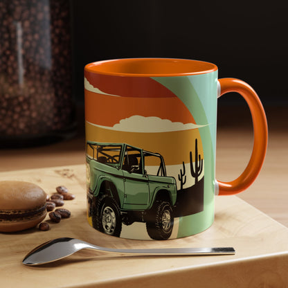 Vintage Off-Road Truck Coffee Mug — Desert Sunset Accent