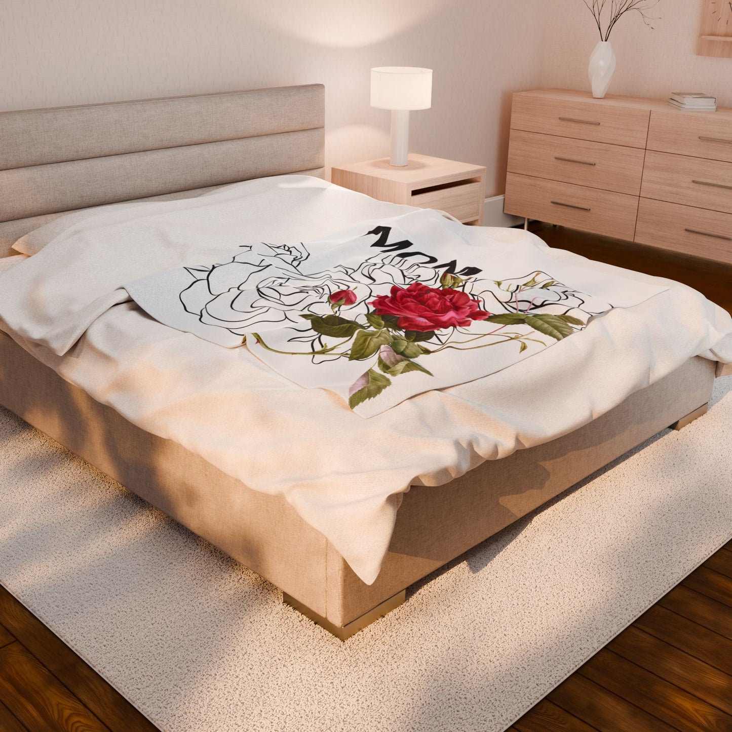 Special Mom Floral Velveteen Plush Blanket – Cozy Gift for Mother's Day