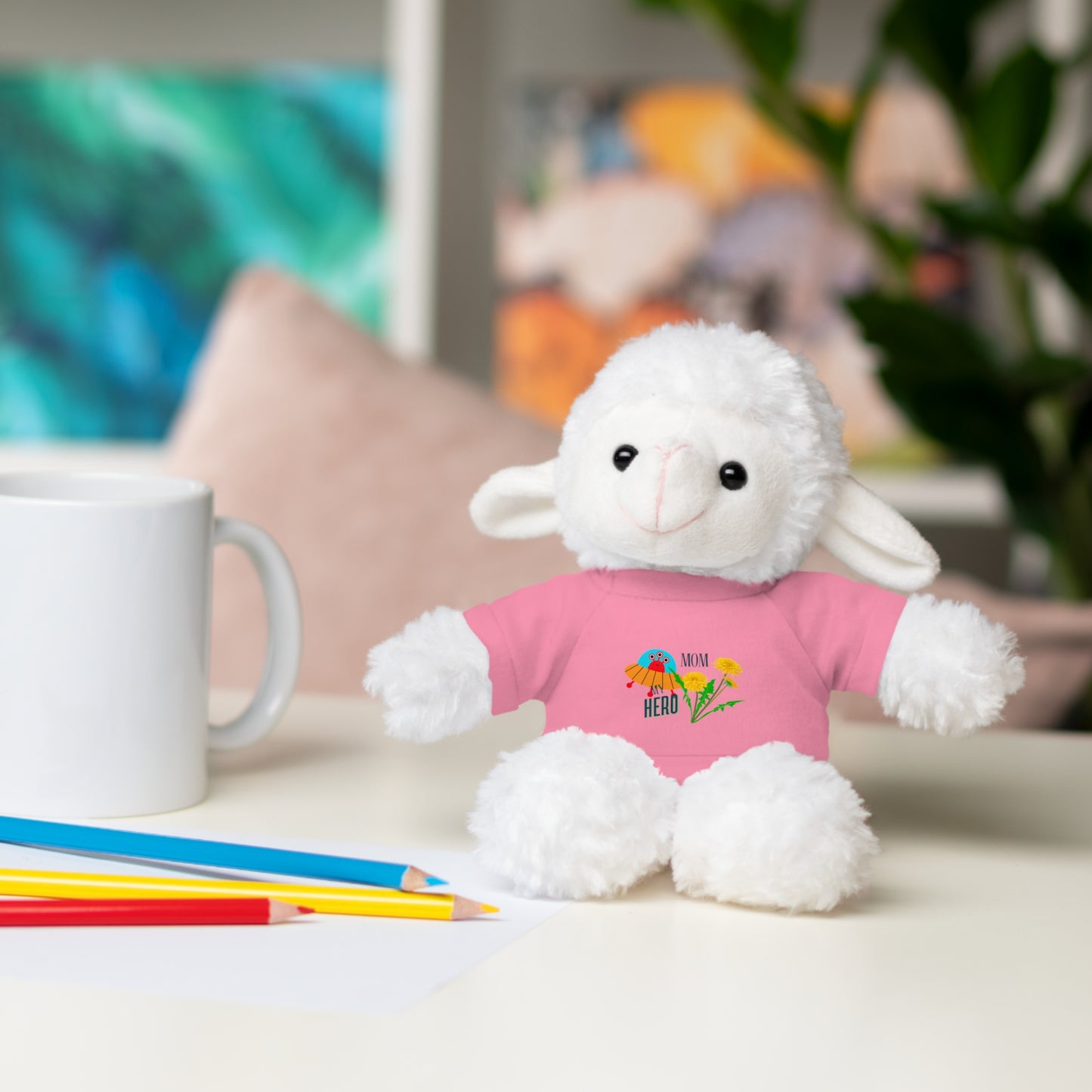 MOM is my Hero Stuffed Animal Tee Bear - Perfect Gift for Kids & Celebrations