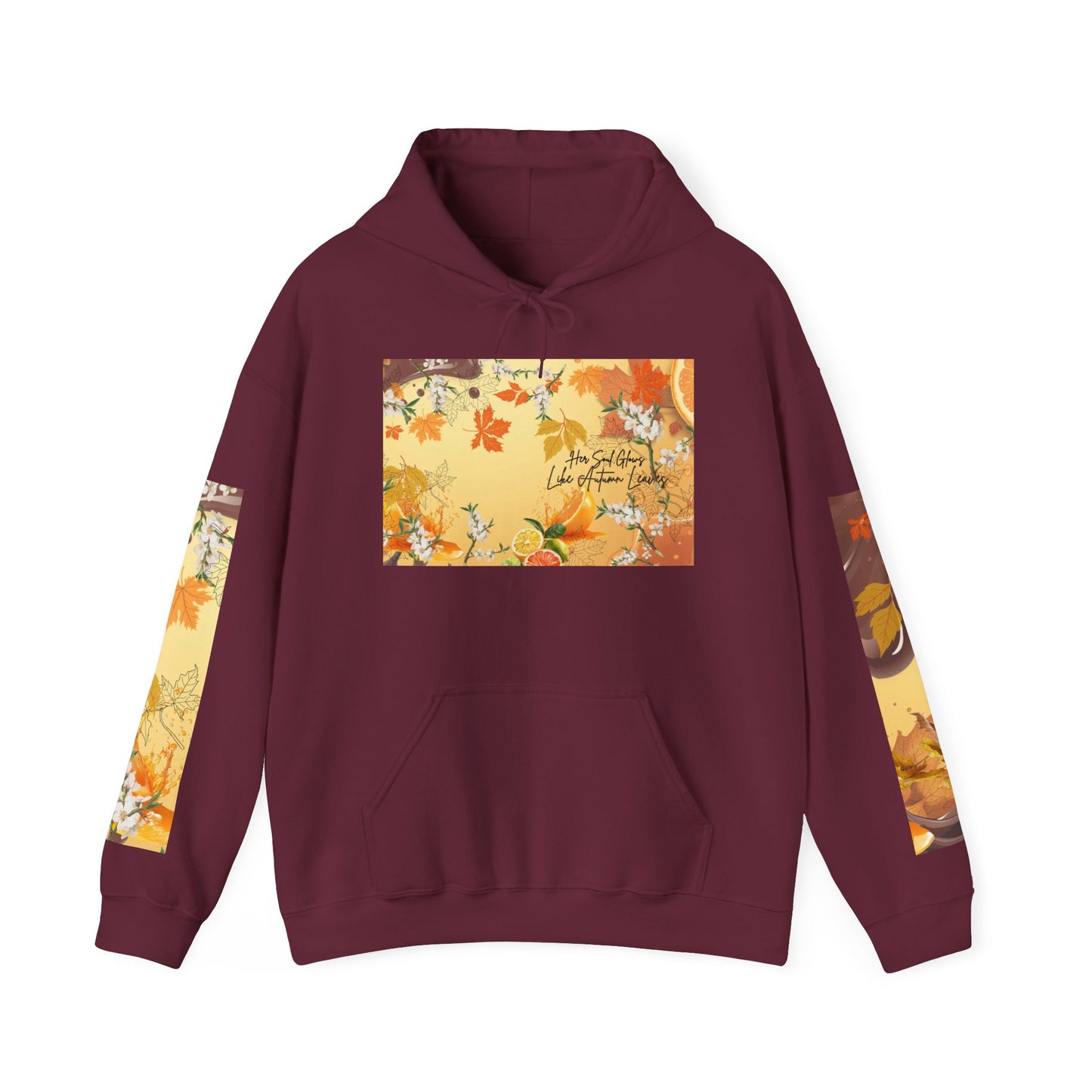 Whispering Maple Hooded Sweatshirt, Cozy Fall Hoodie, Unisex Sweatshirt for Nature Lovers, Perfect Gift for Thanksgiving, Leaf Print Sweatshirt