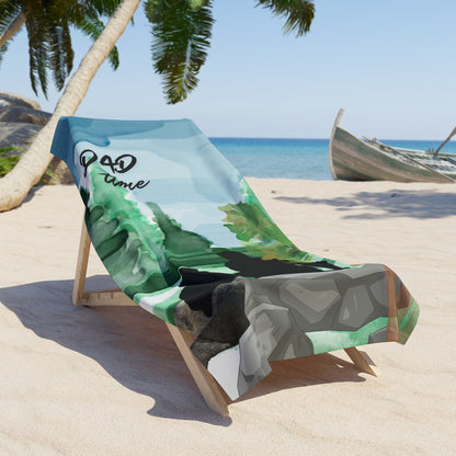Dad Time Beach Towel — Father and Child Scenic Outdoor Design