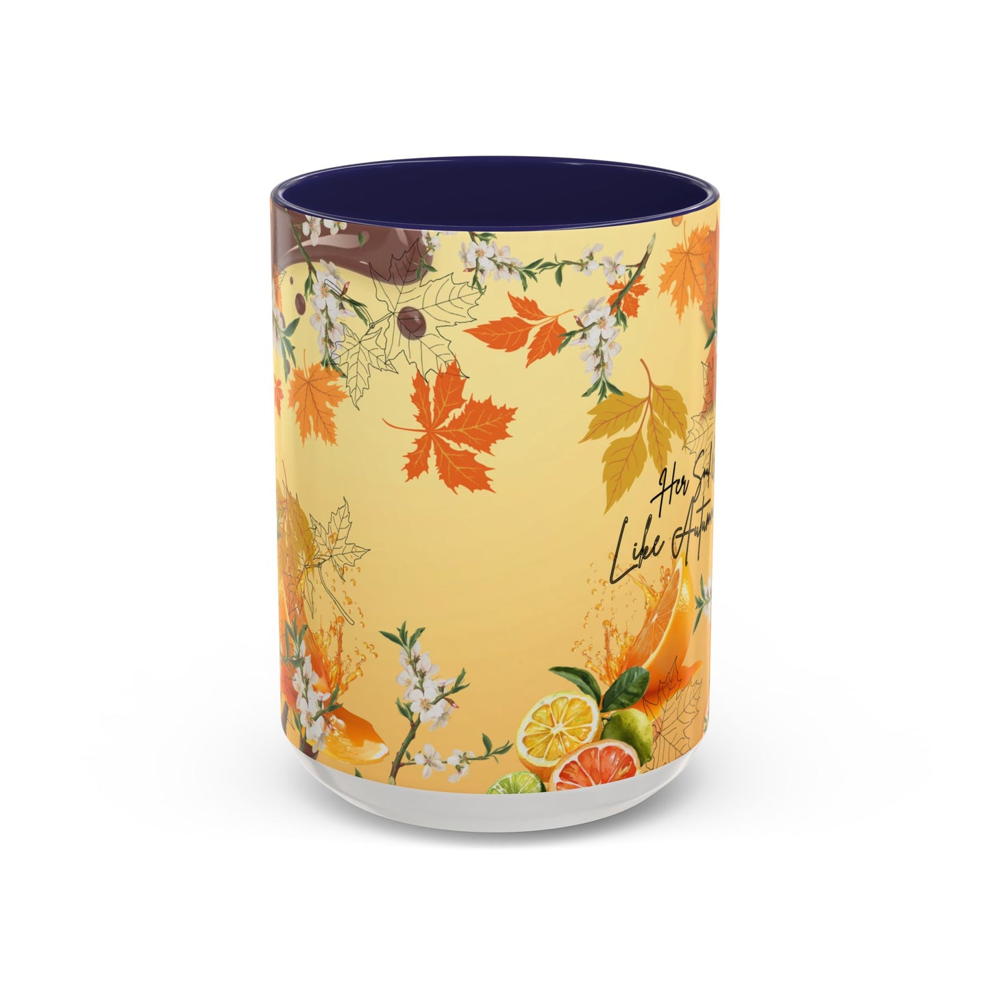 Autumn Citrus Coffee Mug - 'Her Soul Glows Like Autumn Leaves' Accent Ceramic Mug