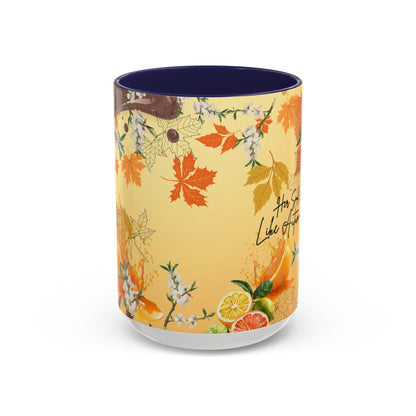 Autumn Citrus Coffee Mug - 'Her Soul Glows Like Autumn Leaves' Accent Ceramic Mug