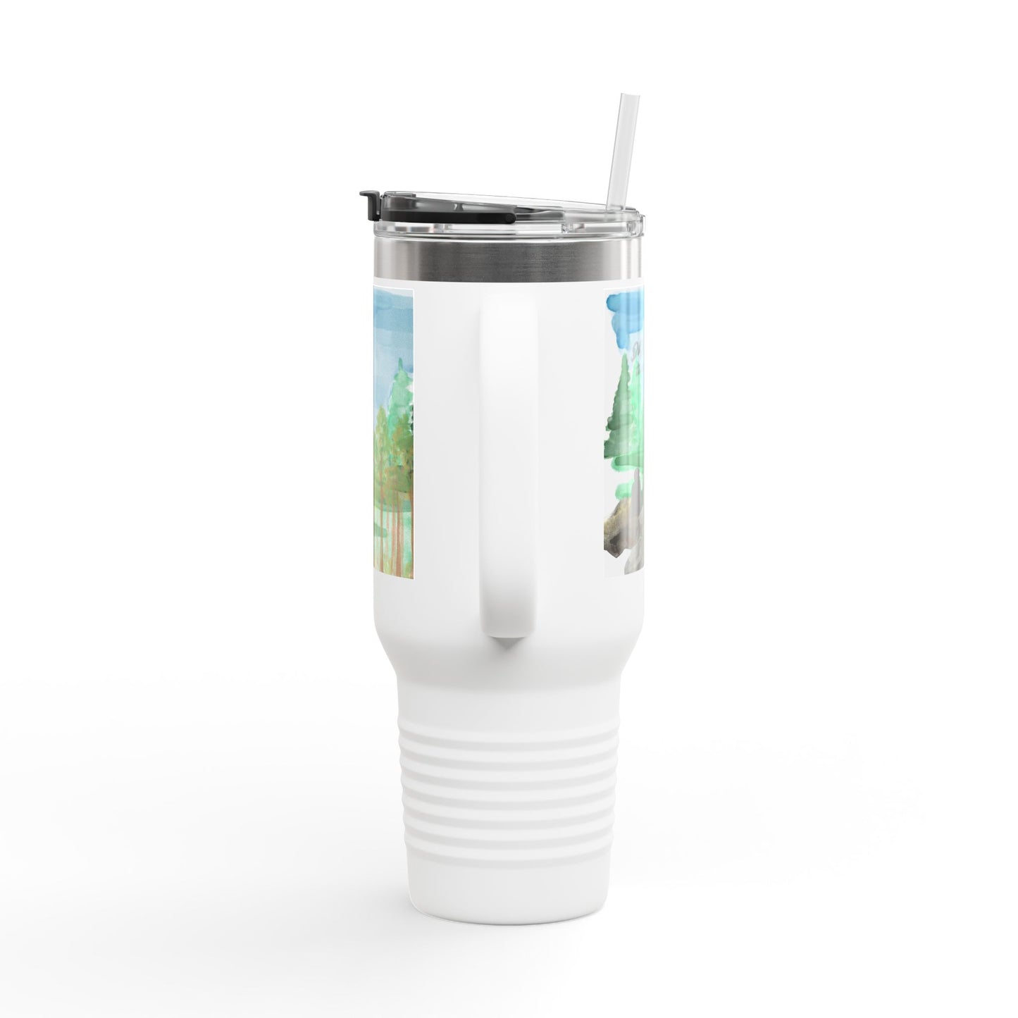Dad Time 40oz Insulated Travel Mug – Scenic Nature Tumbler with Handle
