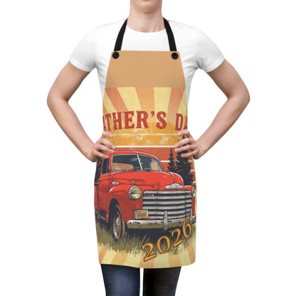 Father's Day 2026 Vintage Red Truck Apron - Retro Rustic Gift for Dad