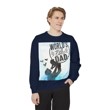 World's Best Dad Sweatshirt — Silhouette Father & Child Watercolor Design