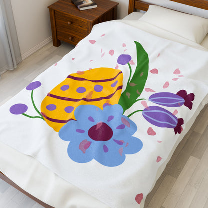Easter Floral Velveteen Plush Blanket - Cozy Spring Decor