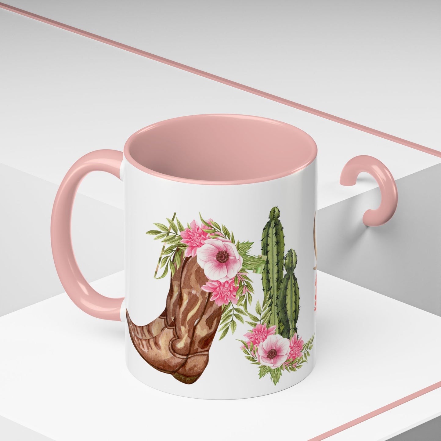 Texan Mom Accent Coffee Mug — "My MOM is a TEXAN" Floral & Cactus Gift